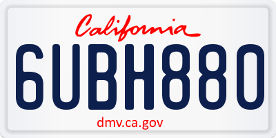 CA license plate 6UBH880