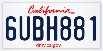 CA license plate 6UBH881
