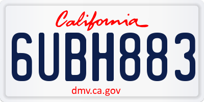 CA license plate 6UBH883