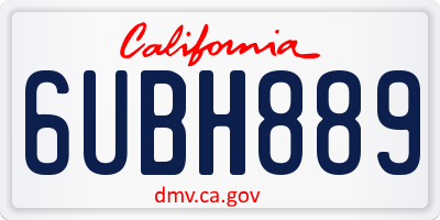 CA license plate 6UBH889