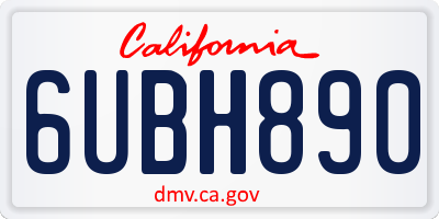 CA license plate 6UBH890