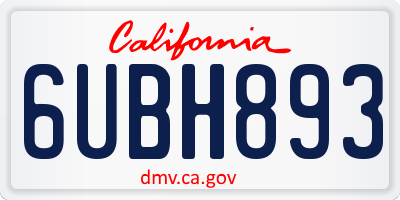 CA license plate 6UBH893