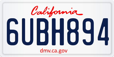 CA license plate 6UBH894