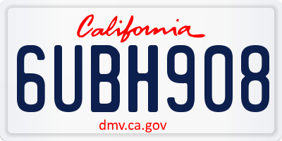 CA license plate 6UBH908