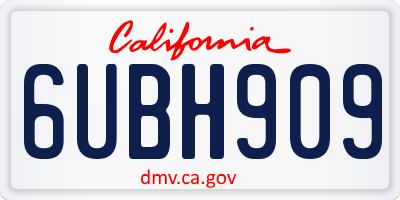 CA license plate 6UBH909