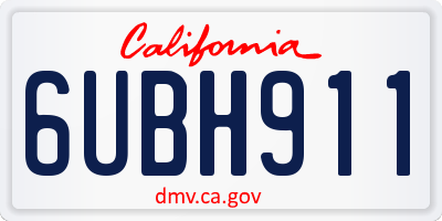 CA license plate 6UBH911