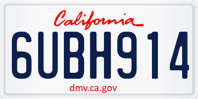 CA license plate 6UBH914