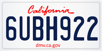 CA license plate 6UBH922