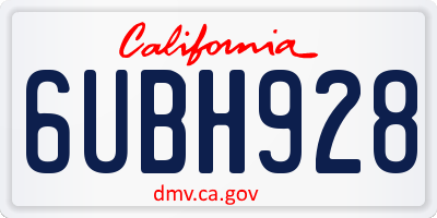 CA license plate 6UBH928