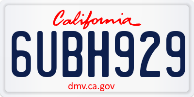 CA license plate 6UBH929