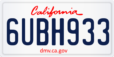 CA license plate 6UBH933