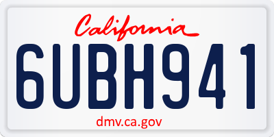 CA license plate 6UBH941