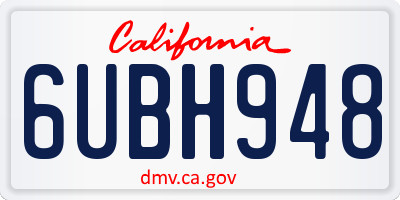 CA license plate 6UBH948