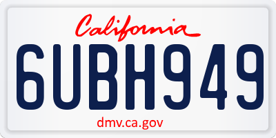 CA license plate 6UBH949