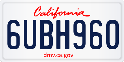 CA license plate 6UBH960