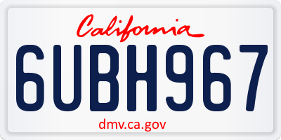 CA license plate 6UBH967