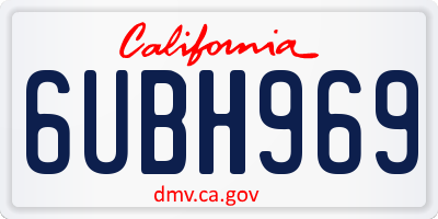 CA license plate 6UBH969