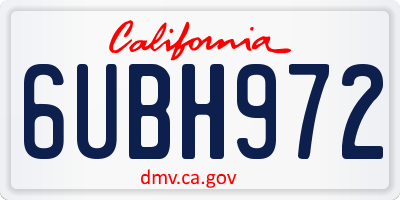 CA license plate 6UBH972