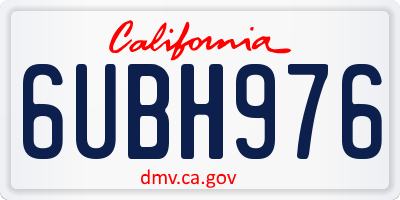 CA license plate 6UBH976