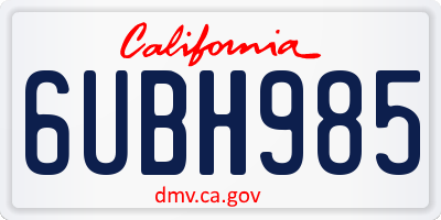 CA license plate 6UBH985