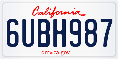 CA license plate 6UBH987