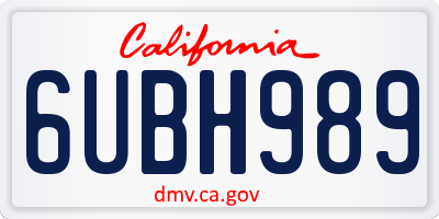 CA license plate 6UBH989