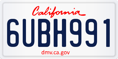 CA license plate 6UBH991