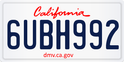 CA license plate 6UBH992