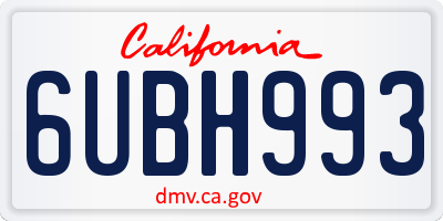 CA license plate 6UBH993