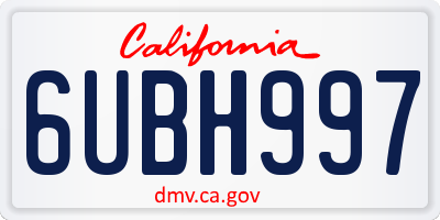 CA license plate 6UBH997