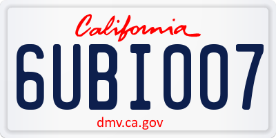 CA license plate 6UBI007