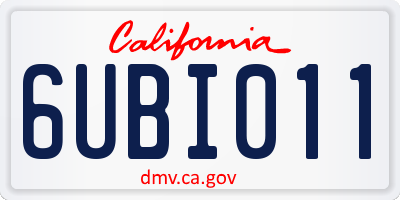 CA license plate 6UBI011
