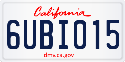 CA license plate 6UBI015