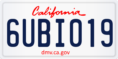 CA license plate 6UBI019