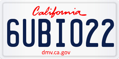 CA license plate 6UBI022