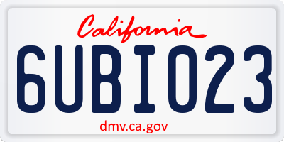 CA license plate 6UBI023