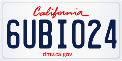 CA license plate 6UBI024