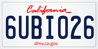 CA license plate 6UBI026