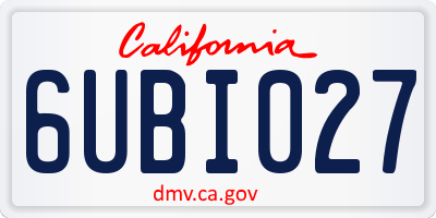 CA license plate 6UBI027