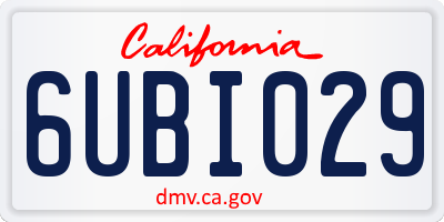 CA license plate 6UBI029