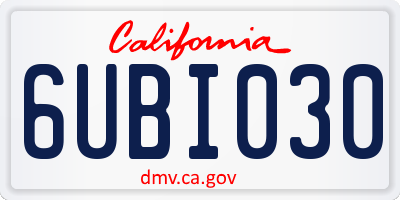 CA license plate 6UBI030
