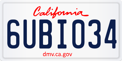 CA license plate 6UBI034