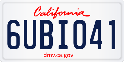 CA license plate 6UBI041