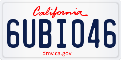 CA license plate 6UBI046