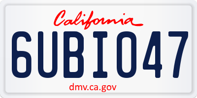 CA license plate 6UBI047
