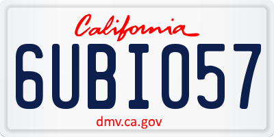CA license plate 6UBI057