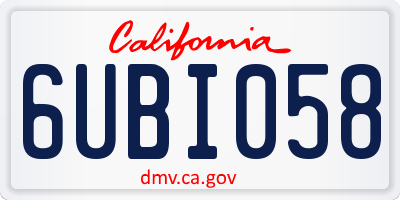 CA license plate 6UBI058