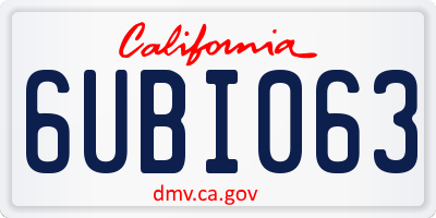CA license plate 6UBI063