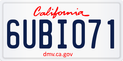 CA license plate 6UBI071