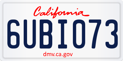 CA license plate 6UBI073